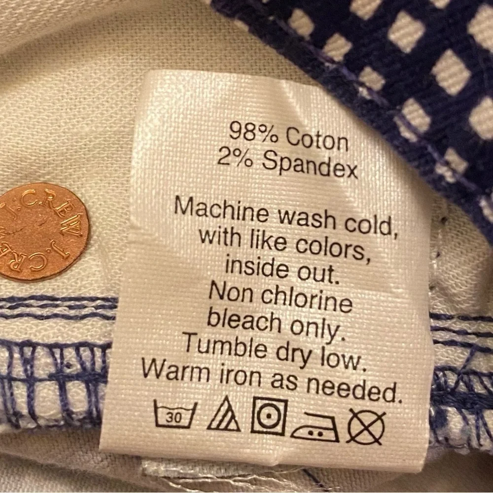 J.Crew Toothpick 29” Waist Navy White Print Skinny Ankle Jeans 26” Inseam